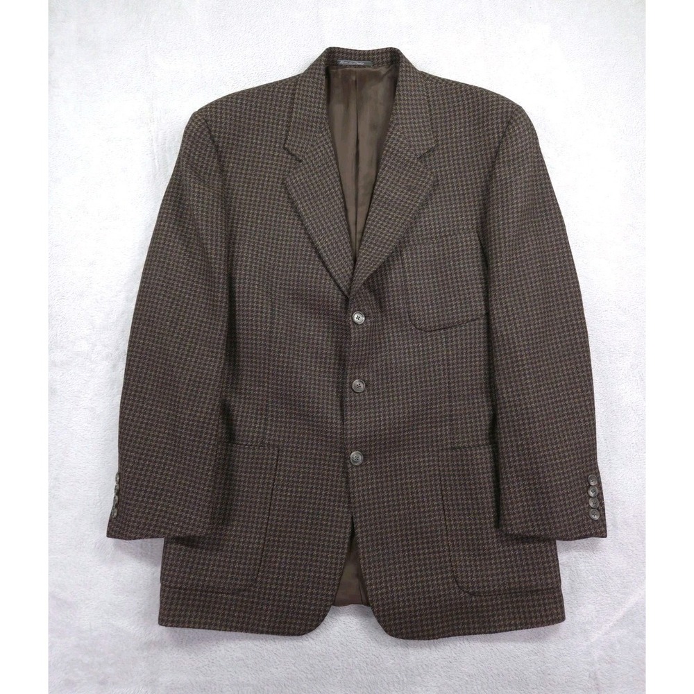 Corneliani Wool Suit Herringbone Blazer‎ 40R 3 Button Coat Brown Italy